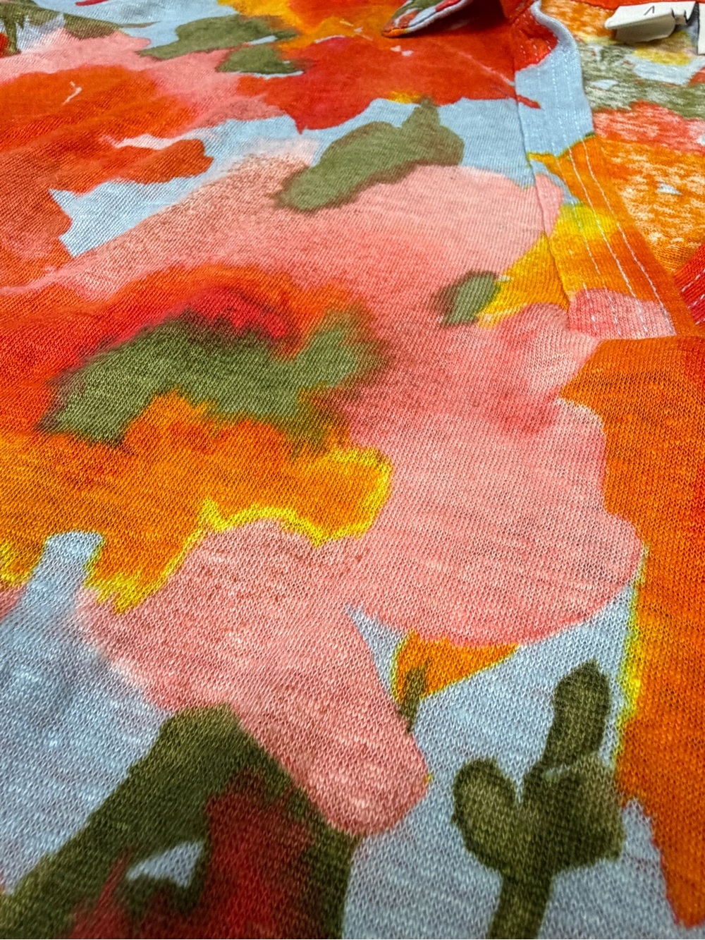 JOIE 100% linen multicolor floral v-neck collared lightweight top, size XL - Picture 7 of 13